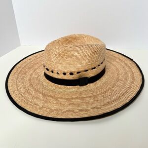 Vintage Wide Brim Straw Sunhat with Black Band